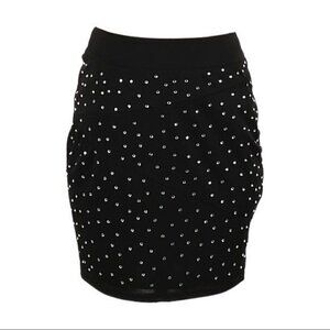 Reiss Madyson Rhinestone Satin Black Fitted Mini Skirt Size 2